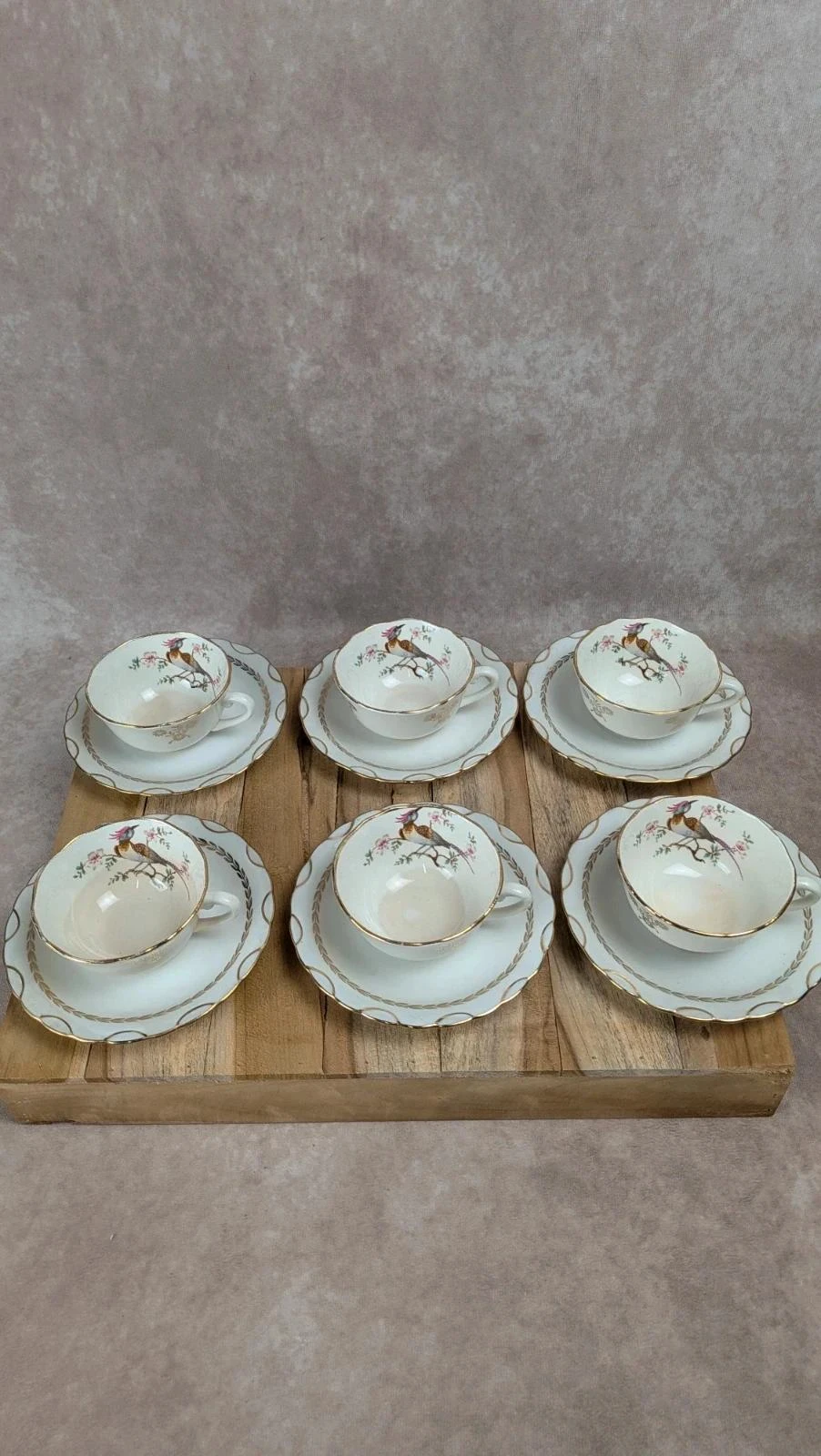 Lot de 6 tasses Gien Yokohama & 6 soucoupes M&s – porcelaine française – photo 2